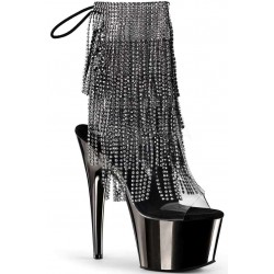 Black Rhinestone Fringe Platform Ankle Boots