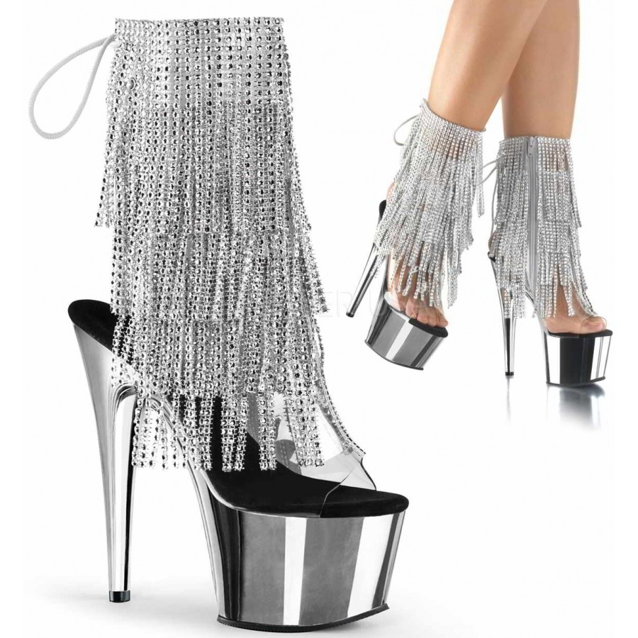 rhinestone silver boots