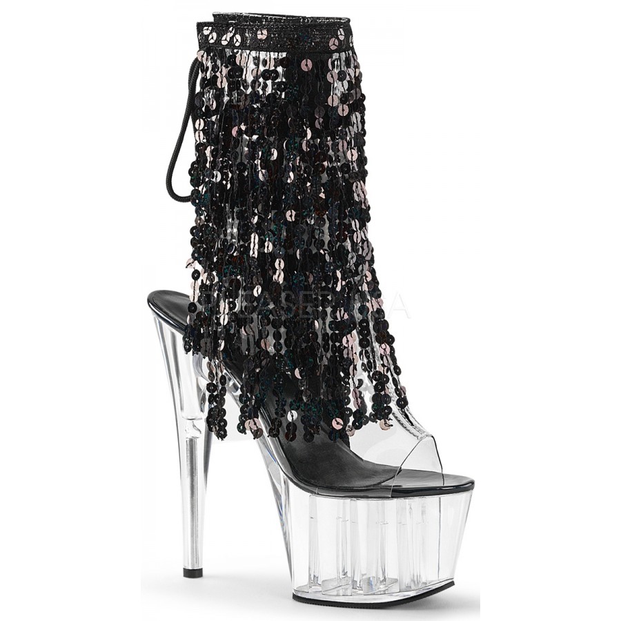 black sequin ankle boots