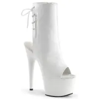 White Peep Toe and Heel Platform Ankle Boots