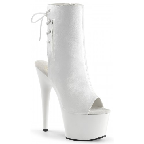 White Peep Toe and Heel Platform Ankle Boots