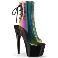 Rainbow Black Platform Ankle Boots