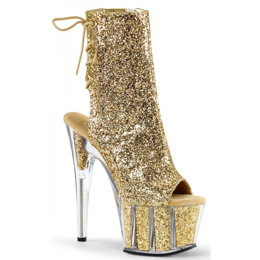 gold platform knee high boots