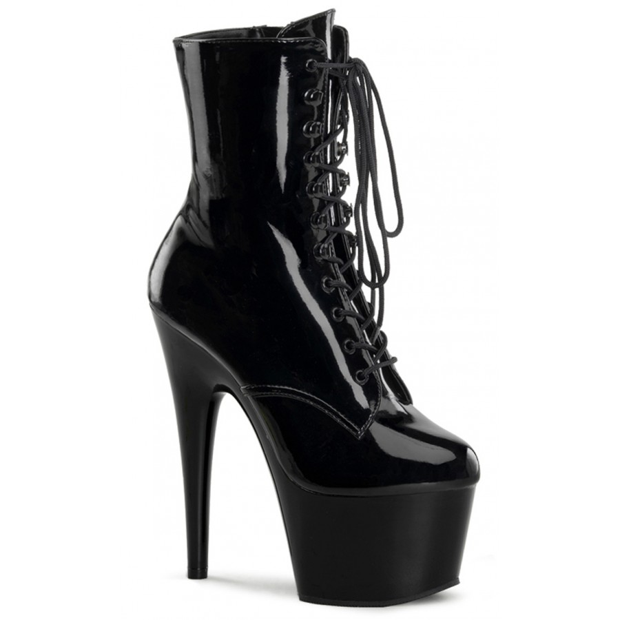 black patent high heel ankle boots