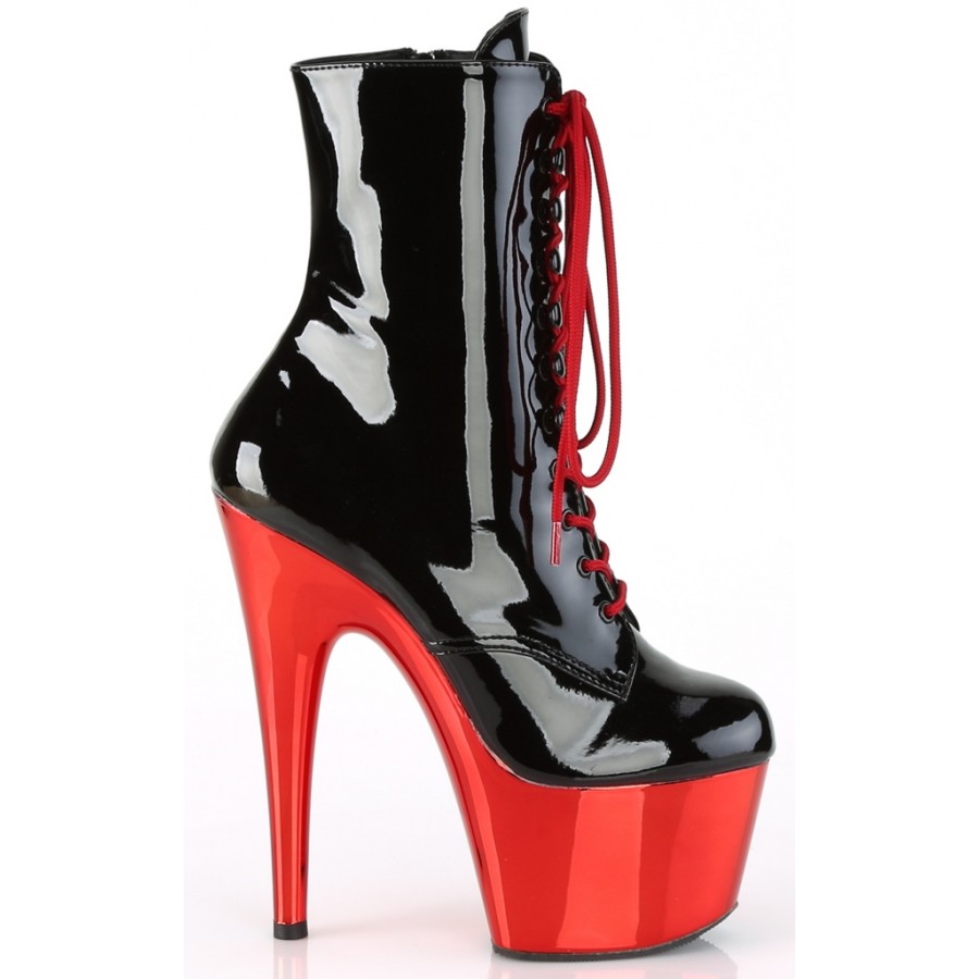 Red Platform Adore Black Granny Ankle Boot - Victorian Platform Boot