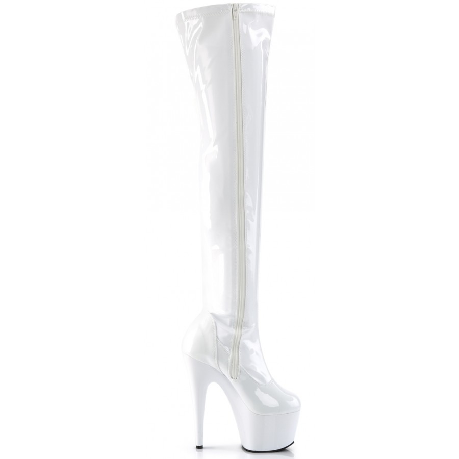 Adore Platform Thigh High Boot | White Thigh High Boots