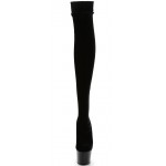 Adore Black Velvet Thigh High Platform Boots