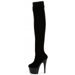 Adore Black Velvet Thigh High Platform Boots