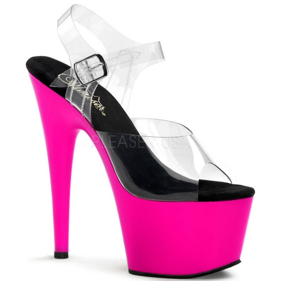 neon pink platform sandals