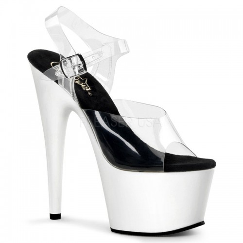 Neon White Platform Adore High Heel Sandals | Stripper Shoes