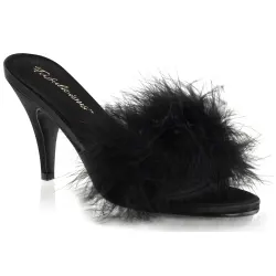 Amour Black Maribou Trimmed Slipper