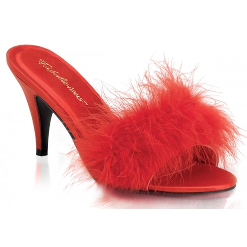 Amour Red Maribou Trimmed Slipper