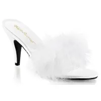 Amour White Maribou Trimmed Slipper