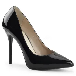 Amuse Black Patent 5 Inch High Heel Pump