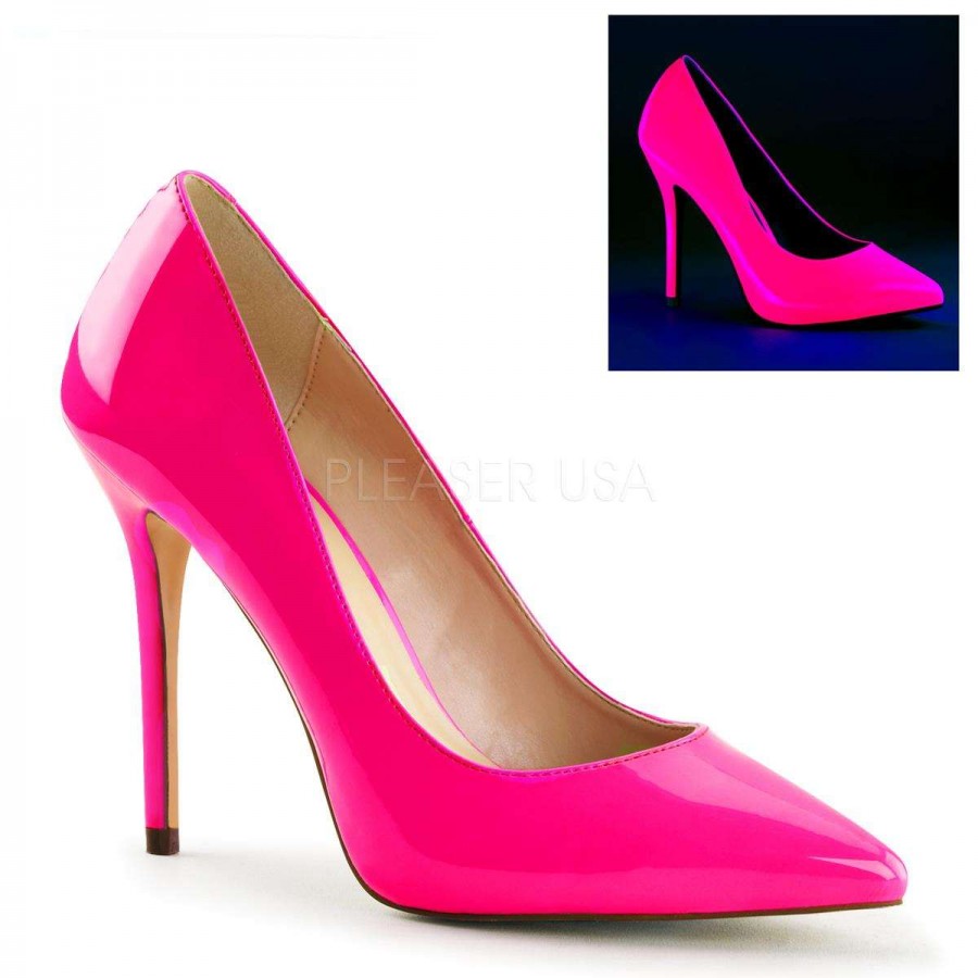 pink neon high heels