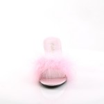 Amour Baby Pink Maribou Trimmed Slipper