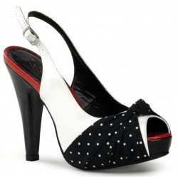 Bettie Slingback Black and White Vintage Shoes