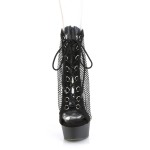 Delight Rhinestone Net Black Platform Ankle Boots