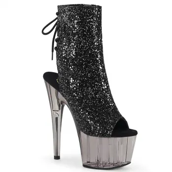 Black Glitter Smoke Platform Ankle Boots