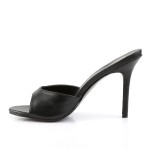 Classique Black Faux Leather 4 Inch Mule