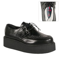Black Faux Leather Mens Basic Creeper Loafer