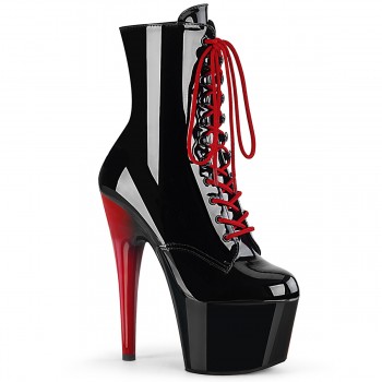 Adore Black Platform Boots with Red Heel