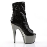 Black Sequin Adore Platform Ankle Boots