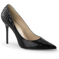 Classique Black Snake Print Leather 4 Inch High Heel Pump