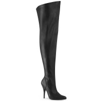 Seduce Black Faux Leather Wide Calf Thigh High Boots