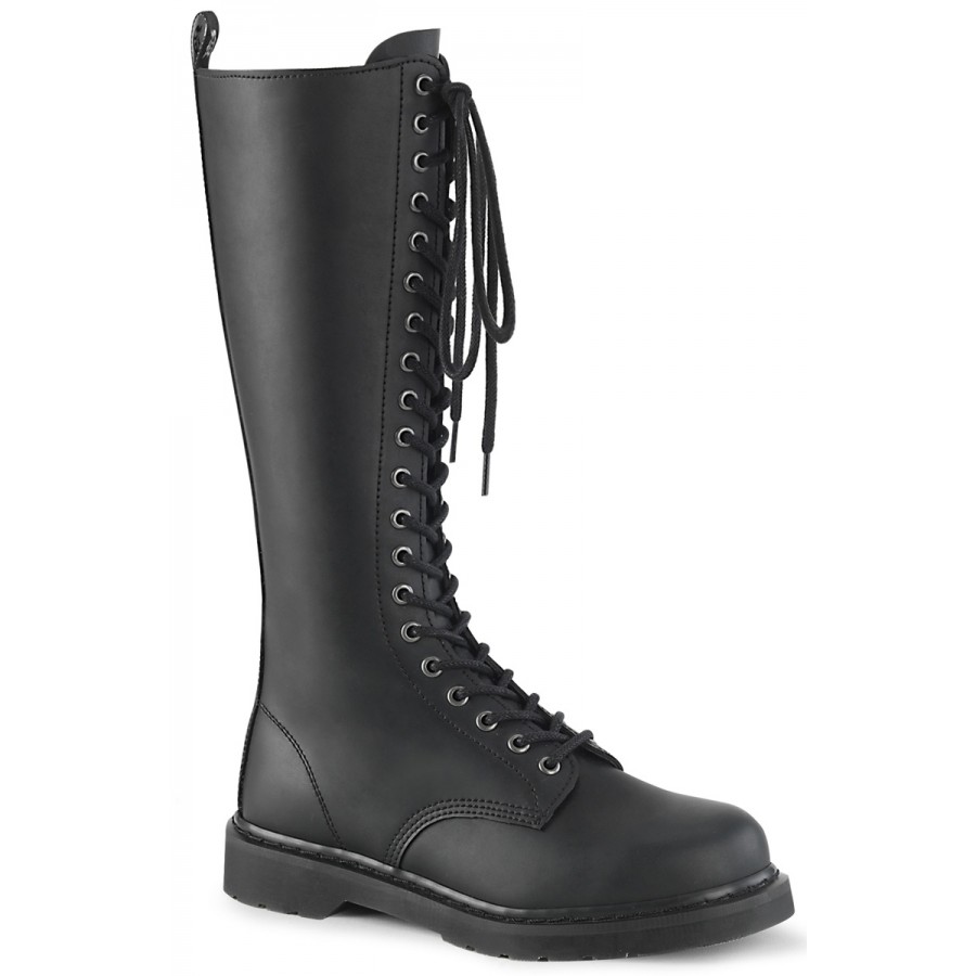 knee high black lace up combat boots