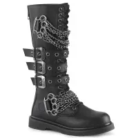 Chained Bolt Mens Combat Knee High Biker Boots