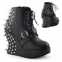 Bravo Spiked Black Wedge Ankle Boots
