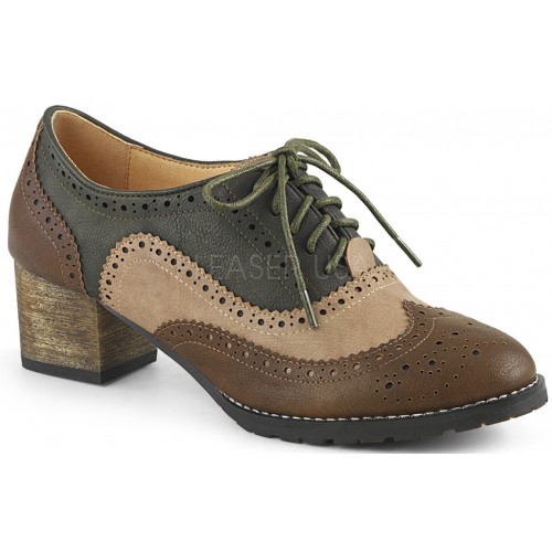Russell Womens Wingtip Oxford in Tan and Brown