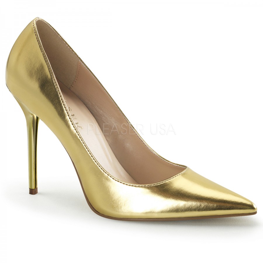 gold pointed toe heels