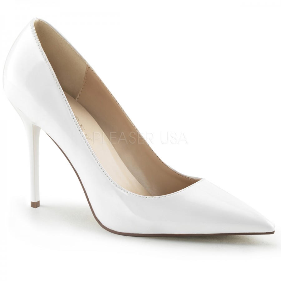 white pointed toe heels