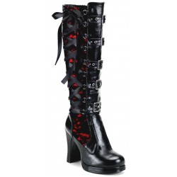 Crypto Lace Overlay Knee Boots