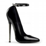 Dagger Black Extreme Heel Ankle Strap Pump