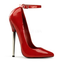 Dagger Red Extreme Heel Ankle Strap Pump