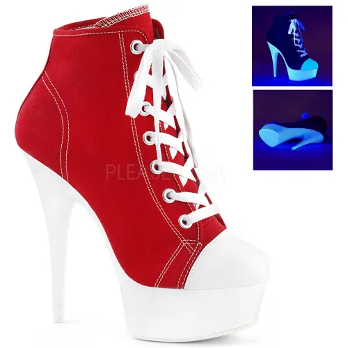 Red and White High Heel Platform Sneaker