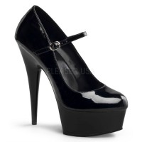 Delight High Heel Platform Black Mary Jane Shoes