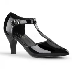 Divine Black T-Strap Wide Width Pump