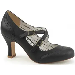 Cross Strap Flapper Black Vintage Heel Shoes