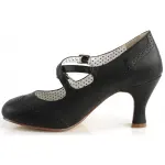 Cross Strap Flapper Black Vintage Heel Shoes