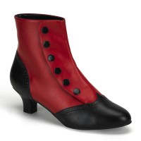 Flora Red and Black Womens Spats Victorian Ankle Boots