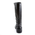 Captain Mid Calf Plain Black Boots