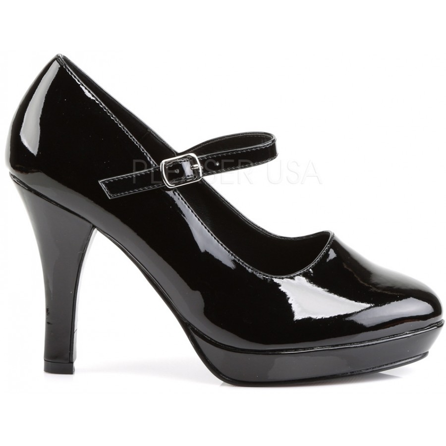 black wide width pumps