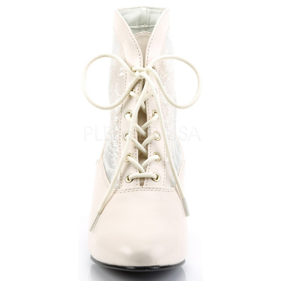 Victorian Dame Ivory Ankle Boot with Lace Steampunk Gothic Bridal