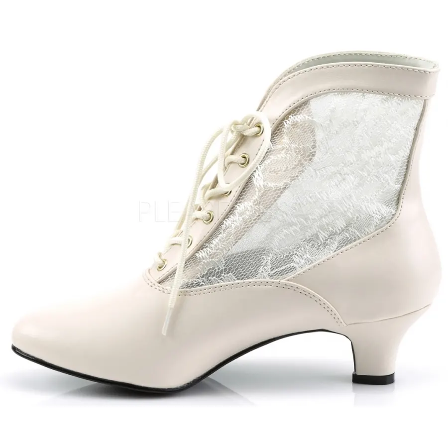 Victorian Dame Ivory Ankle Boot with Lace | Steampunk, Gothic, Bridal