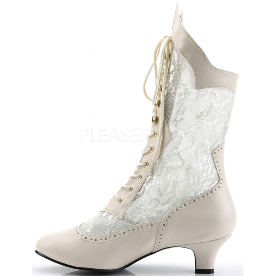Victorian Dame Ivory Lace Boot | Steampunk Boots