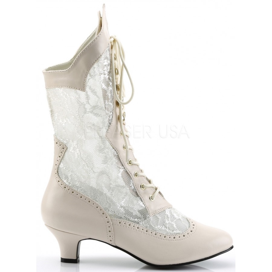Victorian Dame Ivory Lace Boot | Steampunk Boots